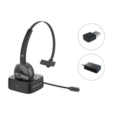 Conceptronic Auricular Mono Bluetooth con Microfono Giratorio y Flexible - Cancelacion de Ruido - Adaptador de Audio Bluetooth - Adaptador USB-C a USB-A
