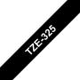 Brother TZe325 Cinta Laminada Original de Etiquetas - Texto blanco sobre fondo negro - Ancho 9mm x 8 metros