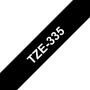 Brother TZe335 Cinta Laminada Original de Etiquetas - Texto blanco sobre fondo negro - Ancho 12mm x 8 metros