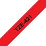 Brother TZe421 Cinta Laminada Original de Etiquetas - Texto negro sobre fondo rojo - Ancho 9mm x 8 metros