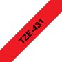 Brother TZe431 Cinta Laminada Original de Etiquetas - Texto negro sobre fondo rojo - Ancho 12mm x 8 metros