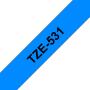 Brother TZe531 Cinta Laminada Original de Etiquetas - Texto negro sobre fondo azul - Ancho 12mm x 8 metros