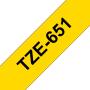 Brother TZe651 Cinta Laminada Original de Etiquetas - Texto negro sobre fondo amarillo - Ancho 24mm x 8 metros