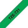 Brother TZe731 Cinta Laminada Original de Etiquetas - Texto negro sobre fondo verde - Ancho 12mm x 8 metros