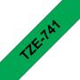 Brother TZe741 Cinta Laminada Original de Etiquetas - Texto negro sobre fondo verde - Ancho 18mm x 8 metros
