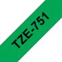 Brother TZe751 Cinta Laminada Original de Etiquetas - Texto negro sobre fondo verde - Ancho 24mm x 8 metros