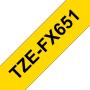 Brother TZeFX651 Cinta Laminada Flexible Original de Etiquetas - Texto negro sobre fondo amarillo - Ancho 24mm x 8 metros