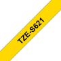 Brother TZeS621 Cinta Laminada Super Adhesiva Original de Etiquetas - Texto negro sobre fondo amarillo - Ancho 9mm x 8 metros