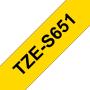Brother TZeS651 Cinta Laminada Super Adhesiva Original de Etiquetas - Texto negro sobre fondo amarillo - Ancho 24mm x 8 metros