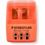 Staedtler Sacapuntas Doble Uso con Deposito - 2 Agujeros - De 8.2mm hasta 10.2mm - Color Naranja Neon