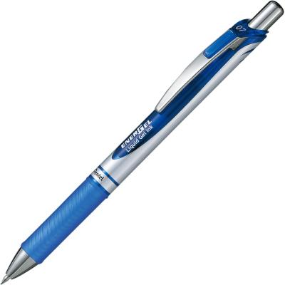 Pentel Energel Boligrafo de Bola Retractil - Punta 0.7mm - Trazo 0.35mm - Tinta Gel - Recargable - Grip de Agarre - Clip de Metal - 50% de Materiales Reciclados - Color Azul