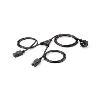Equip Cable de Alimentacion C13 2x IEC C13 Hembra - 1x Shucko C7 90º Macho - Longitud 2.6m - Color Negro