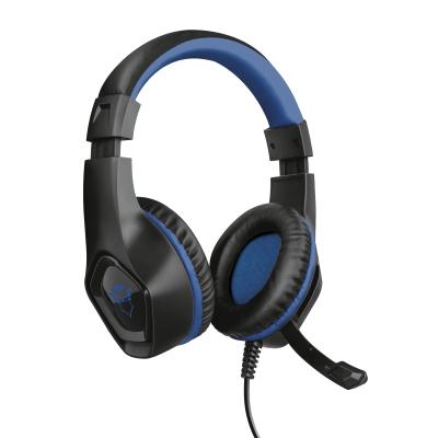 Trust Gaming GXT 404B Rana Auriculares con Microfono - Compatible con PS4 y PS5 - Microfono Plegable - Diadema Ajustable - Altavoces de 40mm - Cable de 1m - Color Negro/Azul