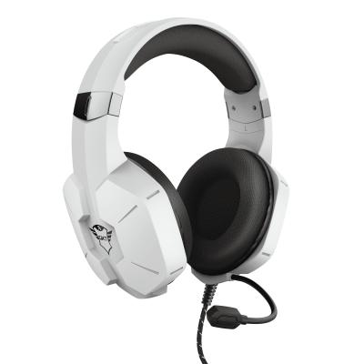 Trust Gaming GXT 323W Carus Auriculares con Microfono - Microfono Flexible - Diadema Ajustable - Amplias Almohadillas - Altavoces de 50mm - Cable Trenzado de 1.20m - Color Blanco