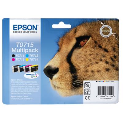 Epson T0715 Pack de 4 Cartuchos de Tinta Originales - C13T07154012