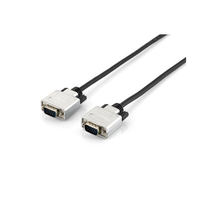 Equip Cable VGA Alargador 2 x HDB15 VGA Macho - Carcasas Metalicas - Tornillos Moleteados - Longitud 5 m. - Color Negro