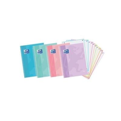 Oxford Europeanbook 10 Touch Cuaderno Espiral Formato A4+ Cuadriculado 5x5mm - 150 Hojas - Tapa Extradura Tacto Suave - 10 Bandas de Color - Colores Pastel Surtidos