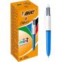 Bic 4 Colours Mini Boligrafo de Bola Retractil - Punta Media de 1mm - Trazo de 0.4mm - Tinta con Base de Aceite - Cuerpo Blanco/Azul - 4 Colores