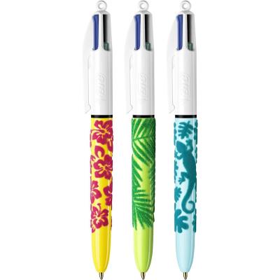 Bic 4 Colours Velours Expositor de 30 Boligrafos de Bola Retractiles - Punta Media de 1.0 mm - Tinta con Base de Aceite - Diseño Jungla
