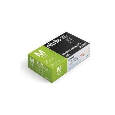 Santex Nitriflex Black Soft Pack de 100 Guantes de Nitrilo para Examen Talla M - 3.5 gramos - Sin Polvo - Libre de Latex - No Esteriles - Color Negro