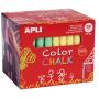 Apli Tizas Redondas de Colores Surtidos - Pack de 100 Tizas Ø 9 x 80mm - sin Polvo - Ideales para Escribir, Dibujar y Colorear en Pizarras y Pavimentos - Aptas para Uso Escolar