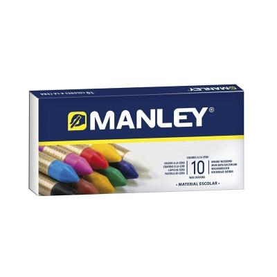 Manley Pack de 10 Ceras Blandas de Trazo Suave - Ideal para Gran Variedad de Tecnicas y Aplicaciones - Fabricacion Artesanal - Amplia Gama de Colores - Colores Surtidos