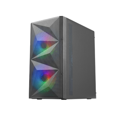 Mars Gaming Caja Gaming Compacta MC-ME - Diseño Innovador - Ventiladores FRGB 120mm - Ventana Lateral Cristal Templado - Maxima Refrigeracion - Color Negro