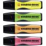 Stabilo Boss Executive Pack de 4 Marcadores Fluorescentes - Zona de Agarre - Trazo entre 2 y 5mm - Recargable - Tinta con Base de Agua - Colores Surtidos
