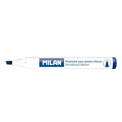 Milan Rotuladores para Pizarra Blanca con Punta Biselada - Punta 1 - 4 mm - Tinta a Base de Alcohol - Borrable en Seco - Color Azul