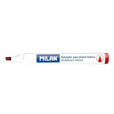 Milan Rotuladores para Pizarra Blanca con Punta Biselada - Punta 1 - 4 mm - Tinta a Base de Alcohol - Borrable en Seco - Color Rojo