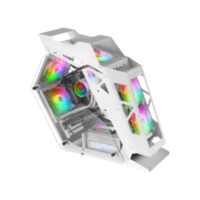 Mars Gaming Controladora Chroma ARGB - Medida en mm: 540x234x500 - Iluminacion Addressable RGB + 39 Modos de Luz - Doble Ventana Cristal Templado - Micro-ATX con Interior XL - Compatibilidad con Placas Base MicroATX/Mini-ITX - Color Blanco