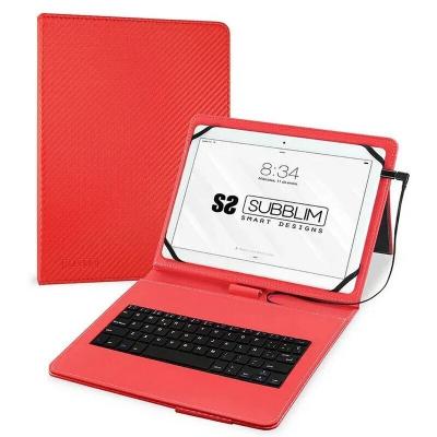Subblim Teclado con funda universal para Tablets - 10.1" - Teclas grandes y espaciadas - Resistente a salpicaduras - Cierre magnético - Color Rosa