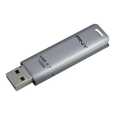 PNY Elite Steel Memoria USB 3.1 128GB - Acabado en Metal - Enganche para Llavero - Color Acero (Pendrive)