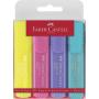 Faber-Castell Textliner 46 Pastel Pack de 4 Marcadores Fluorescentes - Punta Biselada - Trazo entre 1mm y 5mm - Tinta con Base de Agua - Colores Surtidos