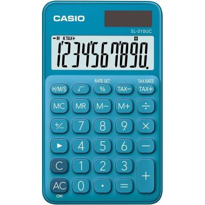 Casio SL-310UC Calculadora de Bolsillo - Calculo de Impuestos - Pantalla LCD de 10 Digitos - Solar y Pilas - Color Azul