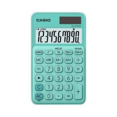 Casio SL-310UC Calculadora de Bolsillo - Calculo de Impuestos - Pantalla LCD de 10 Digitos - Solar y Pilas - Color Verde