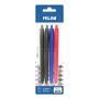 Milan P1 Touch Pack de 4 Boligrafos de Bola Retractiles - Punta Redonda 1mm - Tinta con Base de Aceite - Escritura Suave - 1.200m de Escritura - Color Negro x2, Azul y Rojo