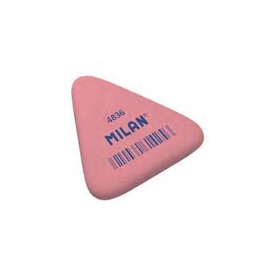 Milan 4836 Goma de Borrar Triangular Flexible - Miga de Pan - Caucho Sintetico - Envueltas Individualmente - Color Rosa