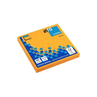 Global Notes inFO Brillant Bloc de 80 Notas Adhesivas 75 x 75mm - Certificacion FSC? - Color Naranja