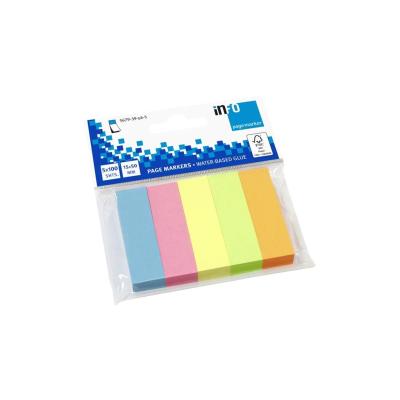 Global Notes inFO Pack de 5 Blocs de 100 Marcadores de Pagina 50 x 15mm - Certificacion FSC? - Colores Amarillo, Azul, Naranja, Verde y Rosa