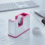 Leitz WOW Dispensador de Cinta Adhesiva - Para Rollos de hasta 19mm x 33m - Incluye Cinta Autoadhesiva Escribible - Color Blanco/Rosa