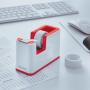 Leitz WOW Dispensador de Cinta Adhesiva - Para Rollos de hasta 19mm x 33m - Incluye Cinta Autoadhesiva Escribible - Color Blanco/Rojo