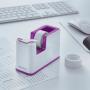 Leitz WOW Dispensador de Cinta Adhesiva - Para Rollos de hasta 19mm x 33m - Incluye Cinta Autoadhesiva Escribible - Color Blanco/Violeta