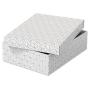 Esselte Pack de 3 Cajas Medianas de Almacenamiento con Tapa 265x100x360mm - Carton 100% Reciclado y Reciclable - Diseño Blanco con Dibujo