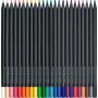 Faber-Castell Black Edition Pack de 24 Lapices de Colores - Mina Supersuave - Madera Negra - Ideales para Dibujo sobre Papel Claro, Oscuro y de Colores - Colores Surtidos