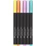 Faber-Castell Black Edition Pack de 6 Rotuladores Punta Pincel - Tinta a Base de Colorantes Alimentarios - Colores Pastel Surtidos