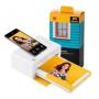 Kodak Dock Plus Pack de Impresora Fotografica Portatil Bluetooth + 80 Hojas de Papel Fotografico 10x15cm - Formato de Impresion 10x15cm - Alimentacion por Bateria - Color Blanco/Amarillo