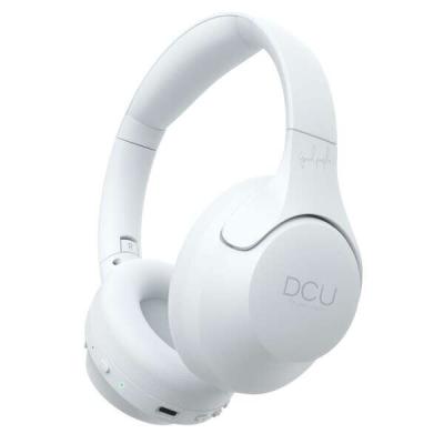 DCU Tecnologic Auriculares Bluetooth True Immersive Anc - Bluetooth 5.3 - Altavoz 40mm - Cancelacion Activa de Ruido - Bateria de 400 mAH - Sumergete en un Audio de Alta Calidad con Estos Auriculares - Color Blanco