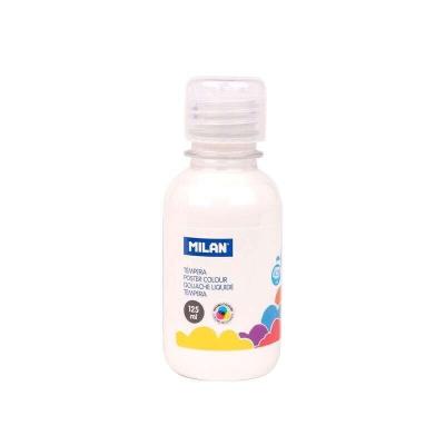 Milan Botella de Tempera 125ml - Tapon Dosificador - Secado Rapido - Mezclable - Color Blanco
