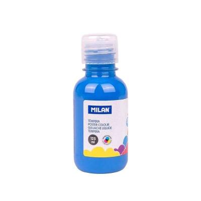 Milan Botella de Tempera 125ml - Tapon Dosificador - Secado Rapido - Mezclable - Color Azul